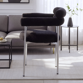 Sunvega Upholstered Armchair Dining Chairs With Metal Legs Set of 2 Grey