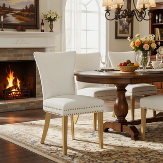 Sunvega Gold Velvet Upholstered Dining Chairs with Tufted Design and Metal Legs