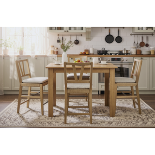 Sunvega Cashew Finish Counter Height Slat Back Chair with Rush Woven Seat