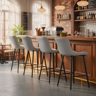 Sunvega Faux Leather Counter Stools Set of 2 with Metal Legs for Kitchen and Dining Room