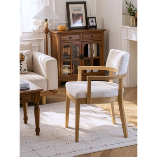 Sunvega Gorge Fabric and Oak Finish Side Chair with Padded Back and Seat Cushions