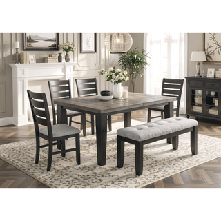 Sunvega Contemporary Dining Chairs Set of 2 with Light Gray Fabric Cushion Seats