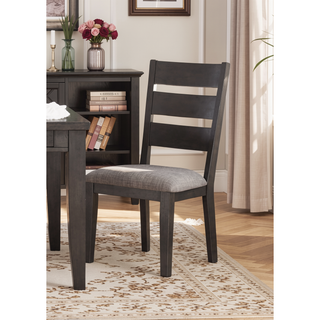Sunvega Transitional Wood Frame Side Chairs 2pc Set with Gray Polyester Upholstery