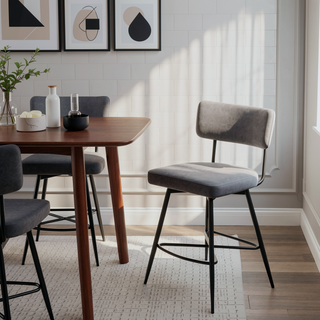 Sunvega Retro Brown Leather Swivel Counter Stools Set of 2 with Iron Frame