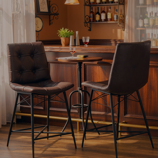Sunvega Cool and Cozy Tufted Leatherette Counter Height Stools with Metal Base