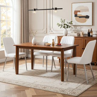 Sunvega Modern PU Leather Dining Chair with Thick Cushion and Metal Legs for Kitchen