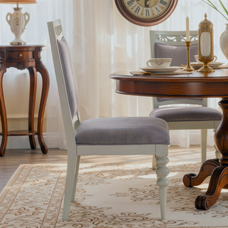 Sunvega Plush Grey Upholstered Side Chairs with Sparkling Rhinestones Inlay