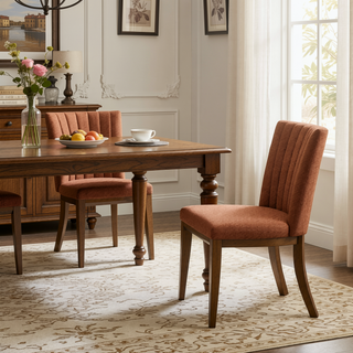Sunvega Elmwood Beige Fabric Dining Chair Set Of 2 For Living Room Bedroom