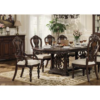 Sunvega Traditional Style Arm Chair with Ornate Corbels in Dark Brown Finish