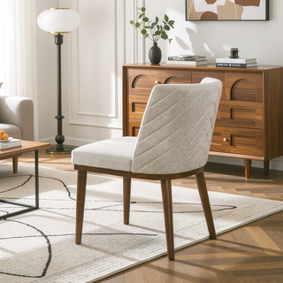 Sunvega Italian Mid-Century Inspired White Fabric Dining Chair Set of 2