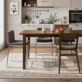 Sunvega Contemporary Counter Stool with Tufted Faux Leather Seat and Walnut Wood Back