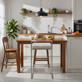 Sunvega Brushed Stainless Steel Stackable Counter Stool Set with Grey Cushion