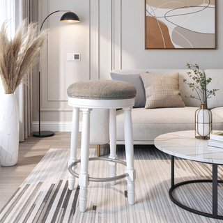 Sunvega 360 Degree Swivel Wooden Bar Stool with Upholstered Seat for Dining and Living Room