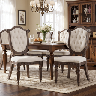Sunvega Weathered Oak and Beige Finish Sheraton Shield Back Dining Side Chair