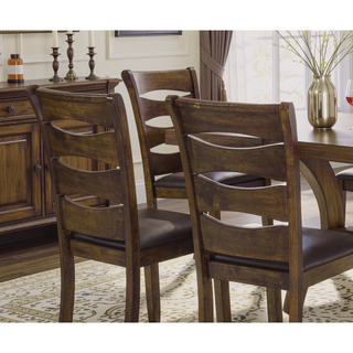 Sunvega Brown Faux Leather Upholstered Wooden Side Chairs with 250lbs Weight Capacity