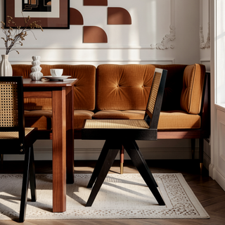 Sunvega Natural Rattan Dining Chairs with Perforated Design Set of 2 for Living Room