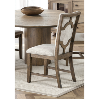 Sunvega Modern Farmhouse Upholstery Side Chairs with Splat Back in Oak Finish