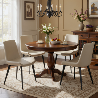 Sunvega Modern Leather Dining Chairs with Upholstered Cushion Seat and Sturdy Metal Legs