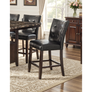 Sunvega Silver Faux Leather Upholstered Tufted Seat Counter Height Bench
