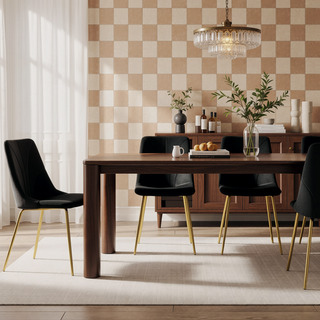 Sunvega Modern Light Luxury Dining Chair with Gold Metal Legs Ergonomic Design Set of 4
