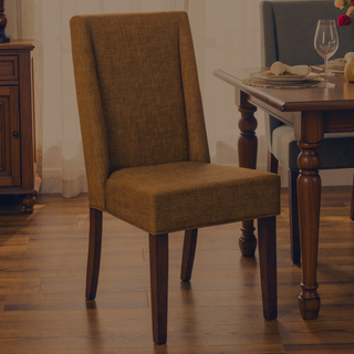 Sunvega Dark Brown Finish Wood Frame Dining Chairs Set of 2 with Gray Fabric
