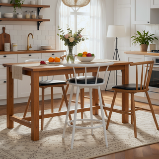 Sunvega Set of 2 Contemporary Barstools with Swivel Grey Metal and Black Leather Look