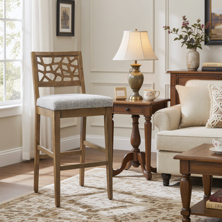 Sunvega Carmel Oak Upholstered Counter Stool with Solid Wood Frame
