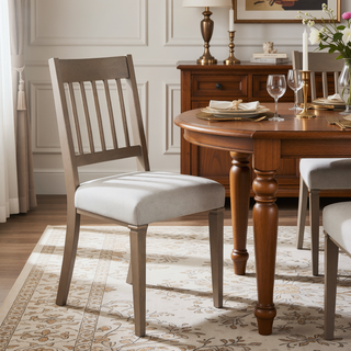 Sunvega Classic Country Style Rubber Wood Dining Table Set with Bench and Chairs