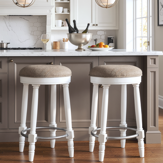 Sunvega 360 Degree Swivel Wooden Bar Stool with Upholstered Seat for Dining and Living Room