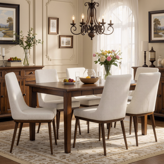 Sunvega Mid-Century Modern Dining Chair Set of 2 with Padded Linen Upholstery