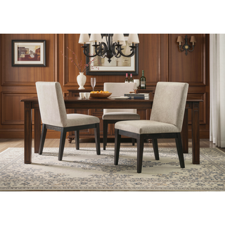 Sunvega Set of 2 Beige Contemporary Fabric Dining Chairs with Cushioned Seat