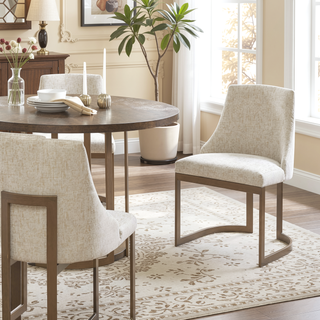 Sunvega Modern Grey Upholstered Parsons Dining Chair Set with Metal Frame