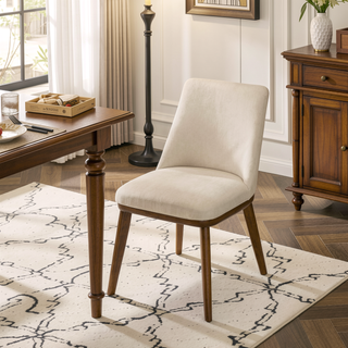 Sunvega Mid-Century Modern Solid Wood Legs Clove Beige Velvet Dining Chair Set of 2
