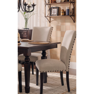 Sunvega Linen Upholstered Parson Armless Side Chair with Nailhead Trim