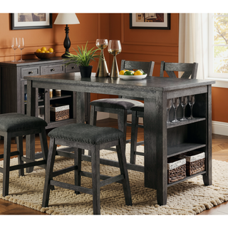 Sunvega Modern Counter Height Dining Table with Storage Shelves for Kitchen Breakfast