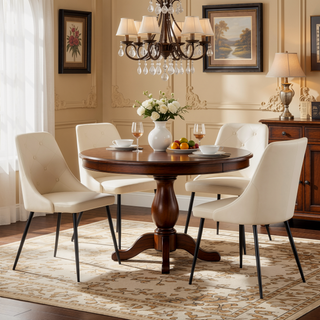 Sunvega Contemporary Faux Leather Upholstered Dining Chair with Tapered Metal Legs Set of 2