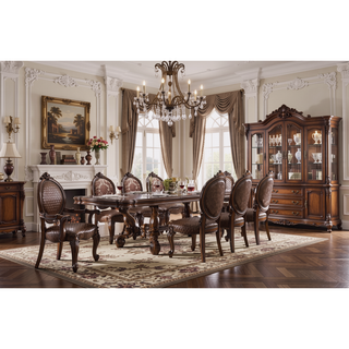 Sunvega Taupe and Bone White Arm Chair with Nailhead Trim and Ornate Legs