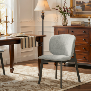 Sunvega Casual Style Dining Chairs with Gray Chenille Upholstery and Curved Backrest