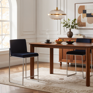 Sunvega Fuji High Back Counter Stool Set with Velvet Upholstery and Metal Frame