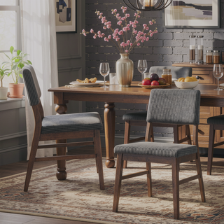 Sunvega Scandinavian Style Dusty Mauve Corduroy Padded Side Chair Set of 2