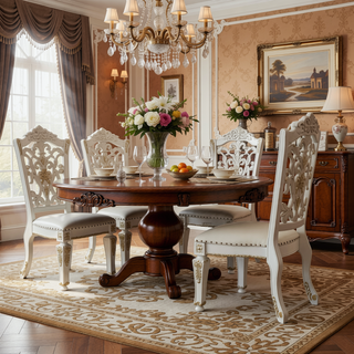 Sunvega Brown and Cherry Side Chair with Nailhead Trim and Floral Motif