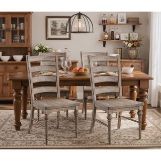 Sunvega Sandstone Buff Ladderback Dining Chairs in a Set of 2