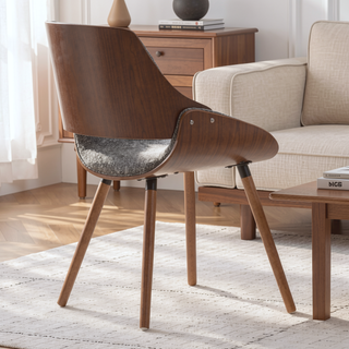 Sunvega Grey Woven Fabric Upholstered Bentwood Dining Chair with Wood Back