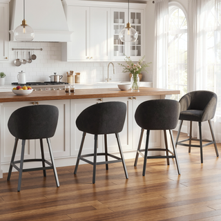 Sunvega Upholstered Bar Stool with Soft Backrest and Armrest for Kitchen Island