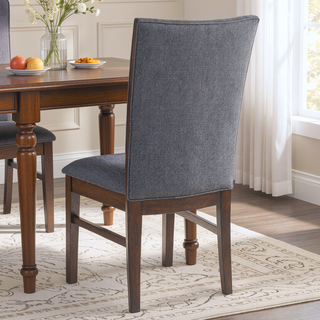 Sunvega Gray Upholstered Dining Side Chair with Soft Fabric and Sturdy Rubberwood Frame