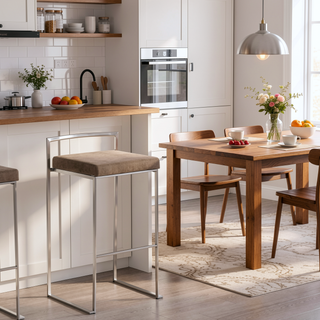 Sunvega Contemporary Stackable Barstools with Upholstered Padded Seat Set of 2