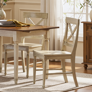 Sunvega Acacia Wood Dining Chairs with X-Shaped Backrest for Classic Dining Room