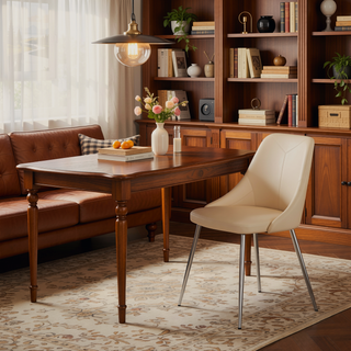 Sunvega Contemporary Faux Leather Dining Chair with Button Tufted Backrest and Metal Legs Set of 2