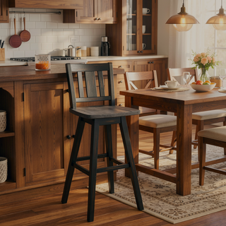 Sunvega Solid Rubberwood Counter Height Dining Table with Distressed Gray Finish