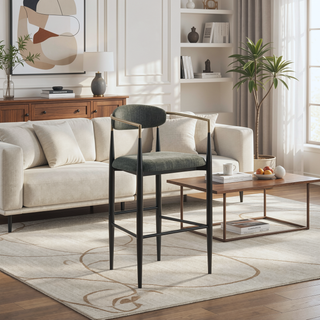 Sunvega Beige Fabric Upholstered Bar Chair Set with Padded Backrest and Footrest